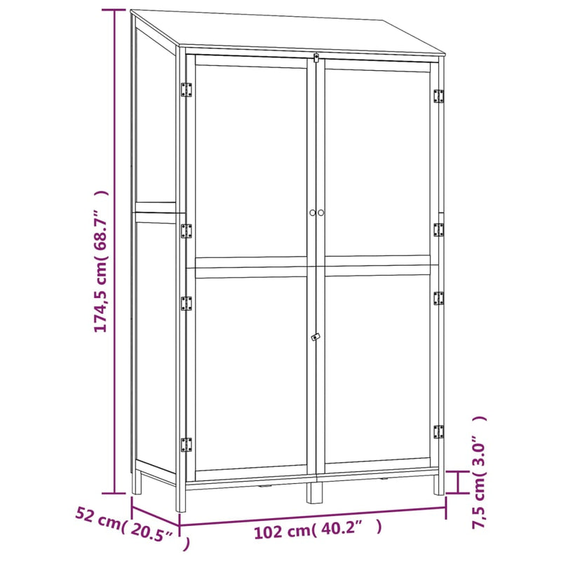 vidaXL Garden Shed Brown 102x52x174.5 cm Solid Wood Fir