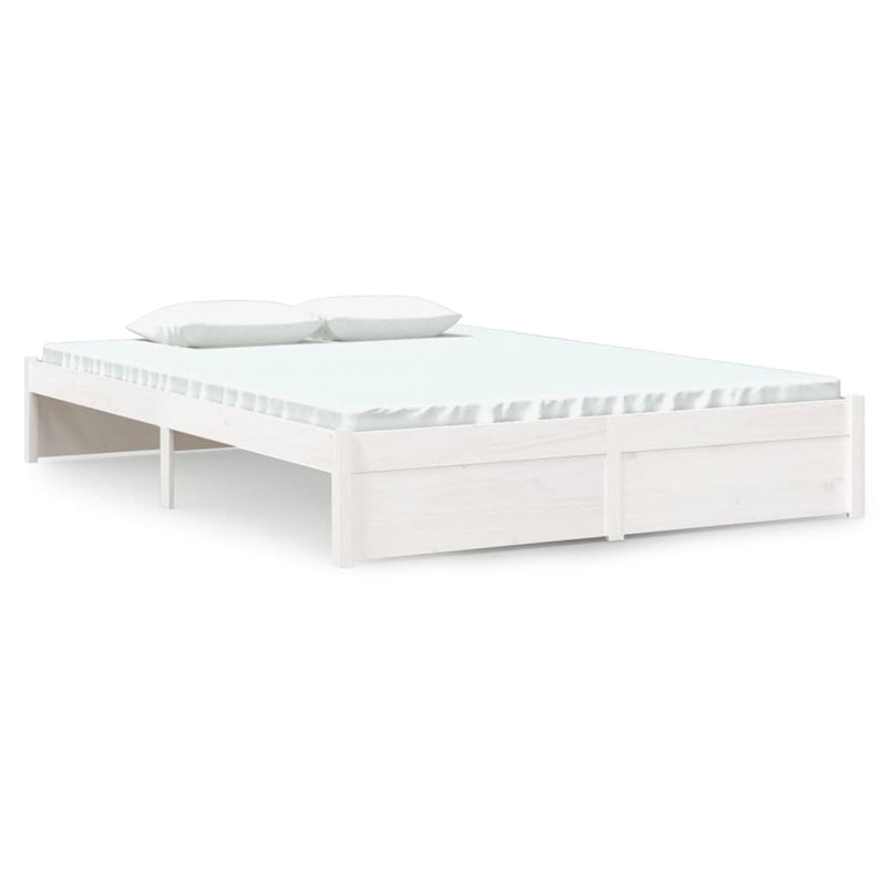 Bed Frame White Solid Wood 137x187 cm Double Size