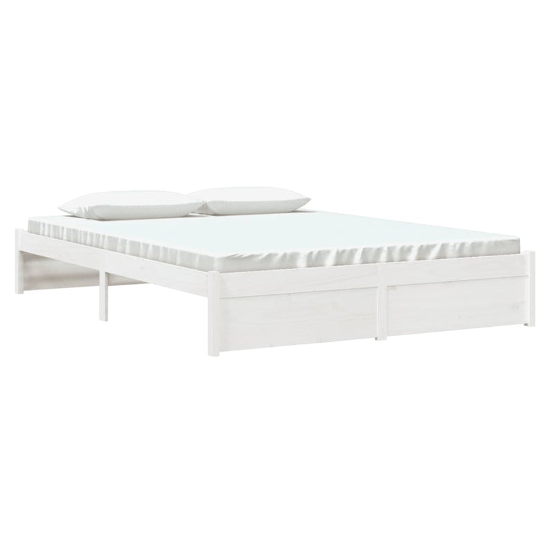 Bed Frame White Solid Wood 153x203 cm Queen Size