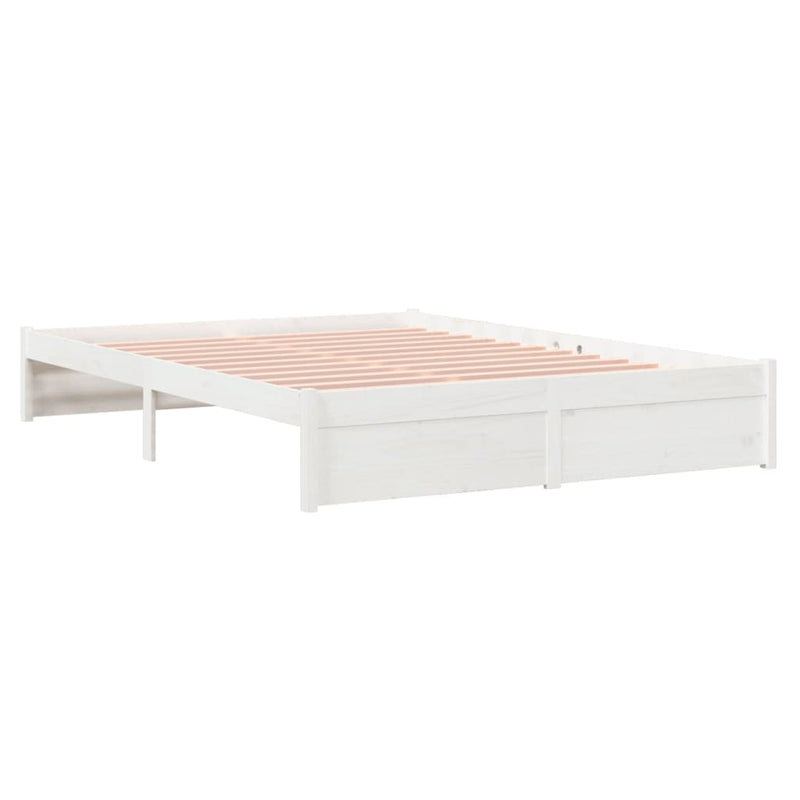 Bed Frame White Solid Wood 153x203 cm Queen Size