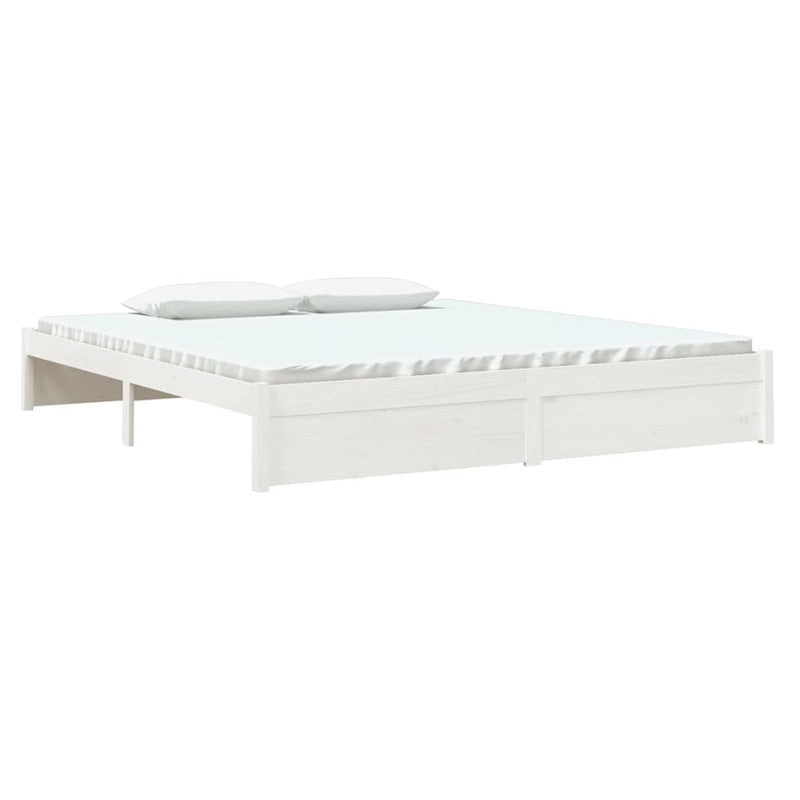 Bed Frame White Solid Wood 183x203 cm King Size