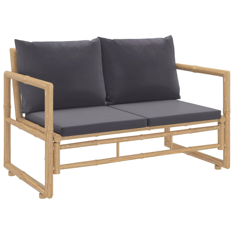 vidaXL 2 Piece Garden Lounge Set with Dark Grey Cushions Bamboo