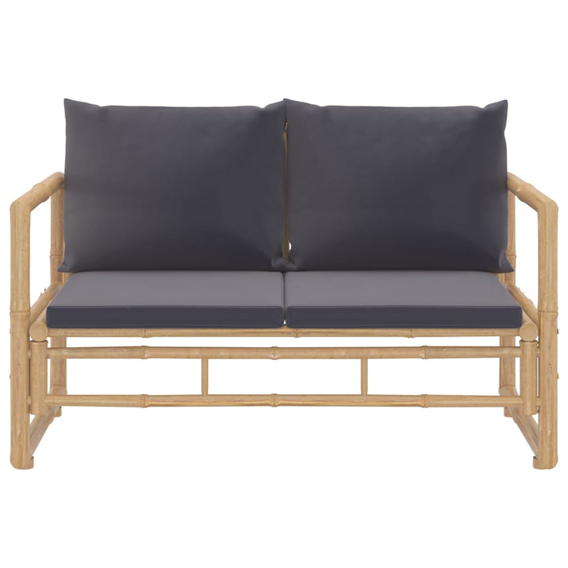 vidaXL 2 Piece Garden Lounge Set with Dark Grey Cushions Bamboo