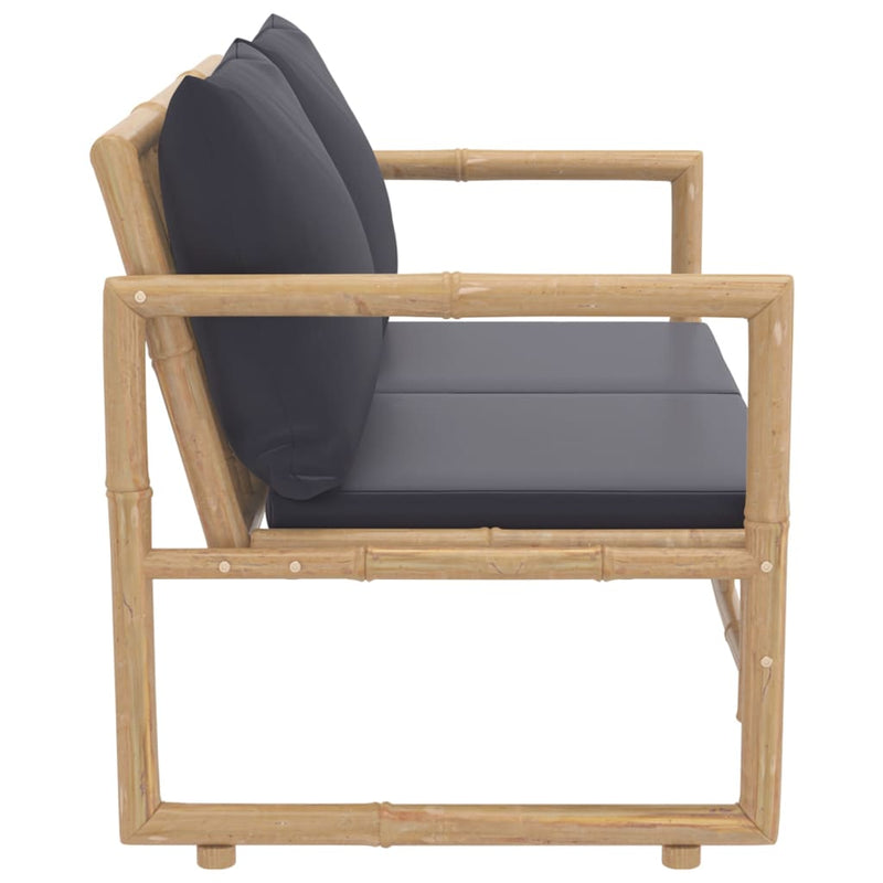 vidaXL 2 Piece Garden Lounge Set with Dark Grey Cushions Bamboo