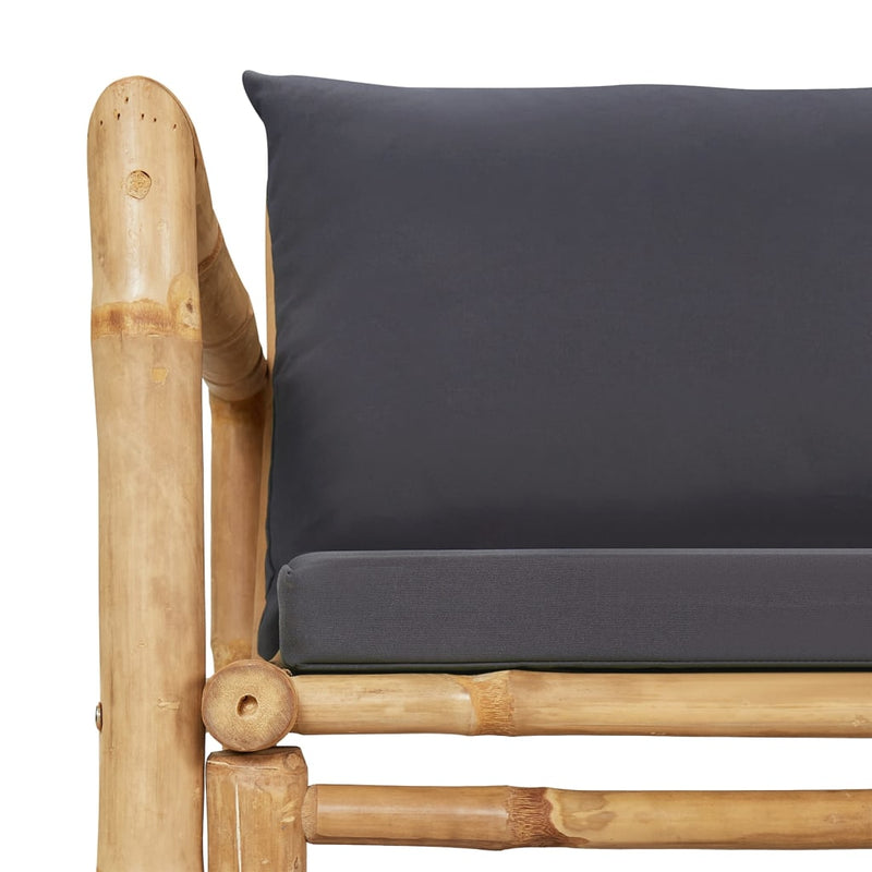 vidaXL 2 Piece Garden Lounge Set with Dark Grey Cushions Bamboo