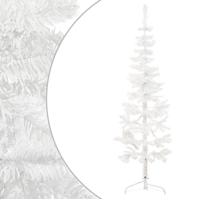 vidaXL Slim Artificial Half Christmas Tree with Stand White 150 cm