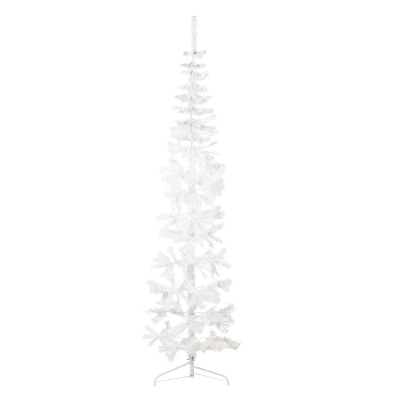 vidaXL Slim Artificial Half Christmas Tree with Stand White 240 cm