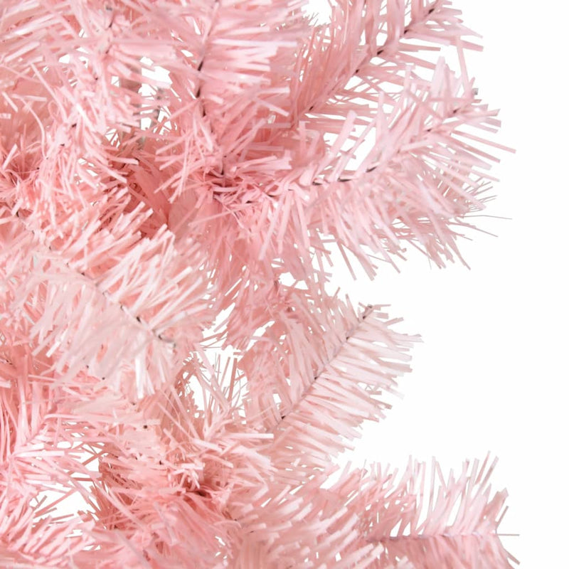 vidaXL Slim Artificial Half Christmas Tree with Stand Pink 210 cm