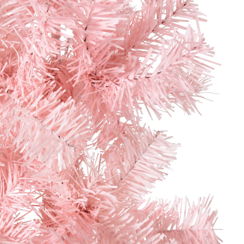 vidaXL Slim Artificial Half Christmas Tree with Stand Pink 240 cm