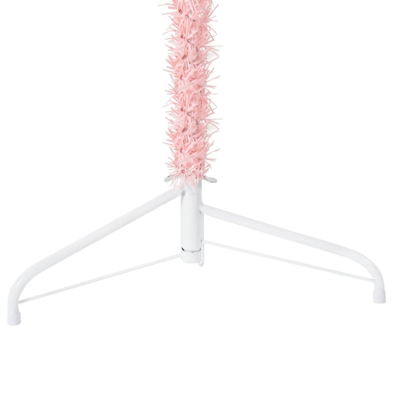 vidaXL Slim Artificial Half Christmas Tree with Stand Pink 240 cm