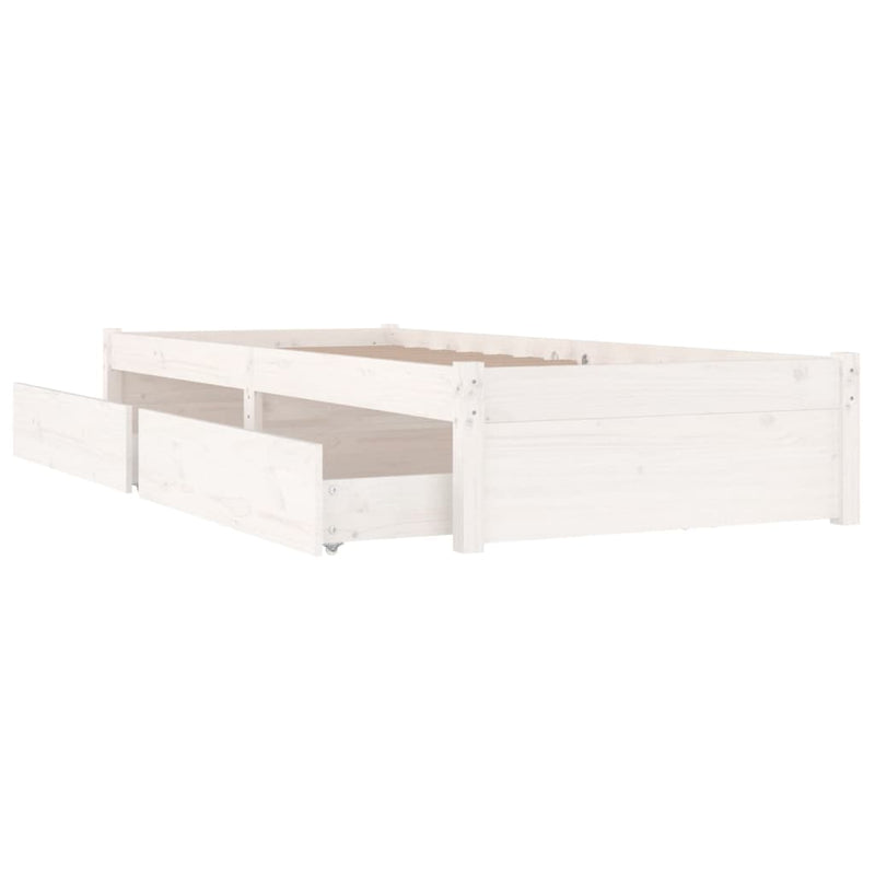 vidaXL Bed Frame without Mattress with Drawers White 90x190 cm