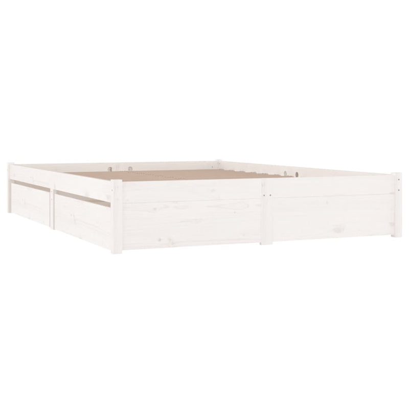 Bed Frame with Drawers White 137x187 cm Double Size