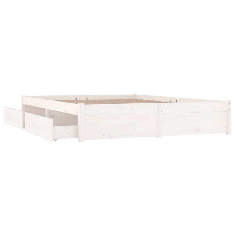 Bed Frame with Drawers White 137x187 cm Double Size