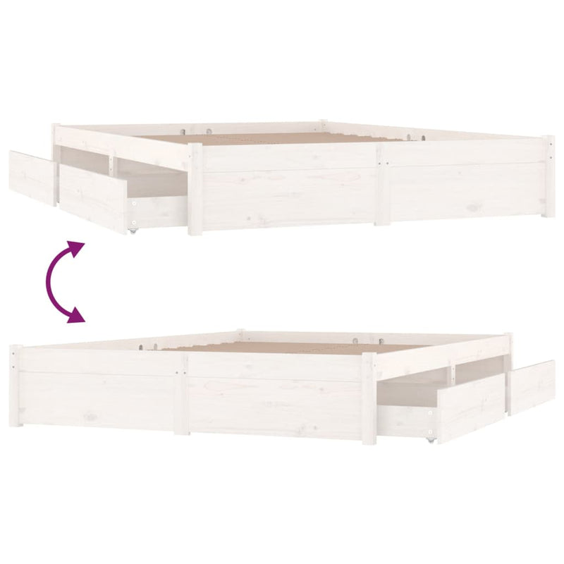 Bed Frame with Drawers White 137x187 cm Double Size