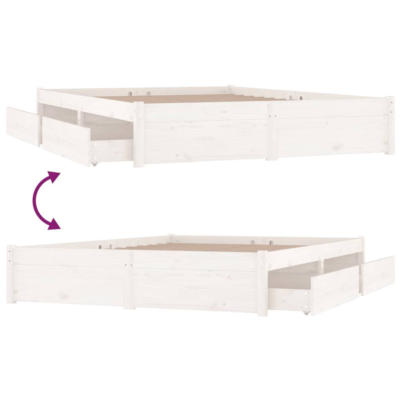 Bed Frame with Drawers White 153x203 cm Queen Size