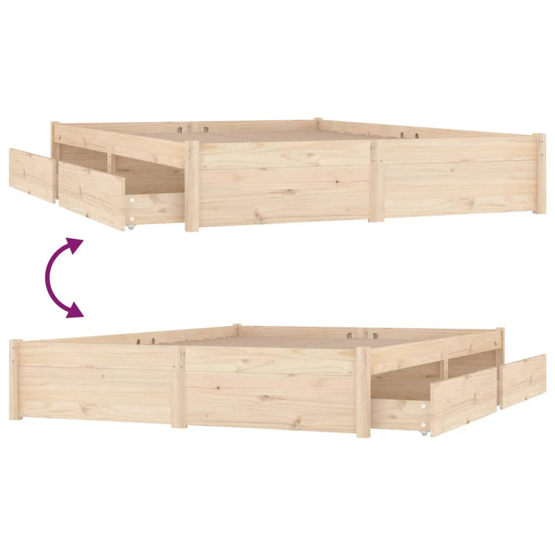 vidaXL Bed Frame without Mattress with Drawers 183x203 cm King