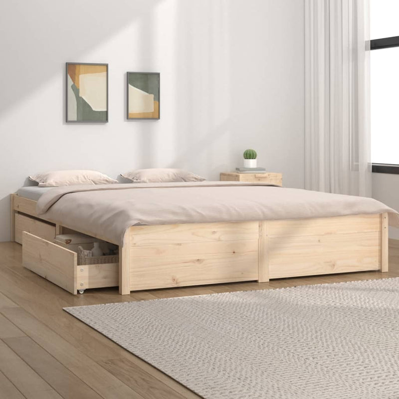 vidaXL Bed Frame without Mattress with Drawers 183x203 cm King