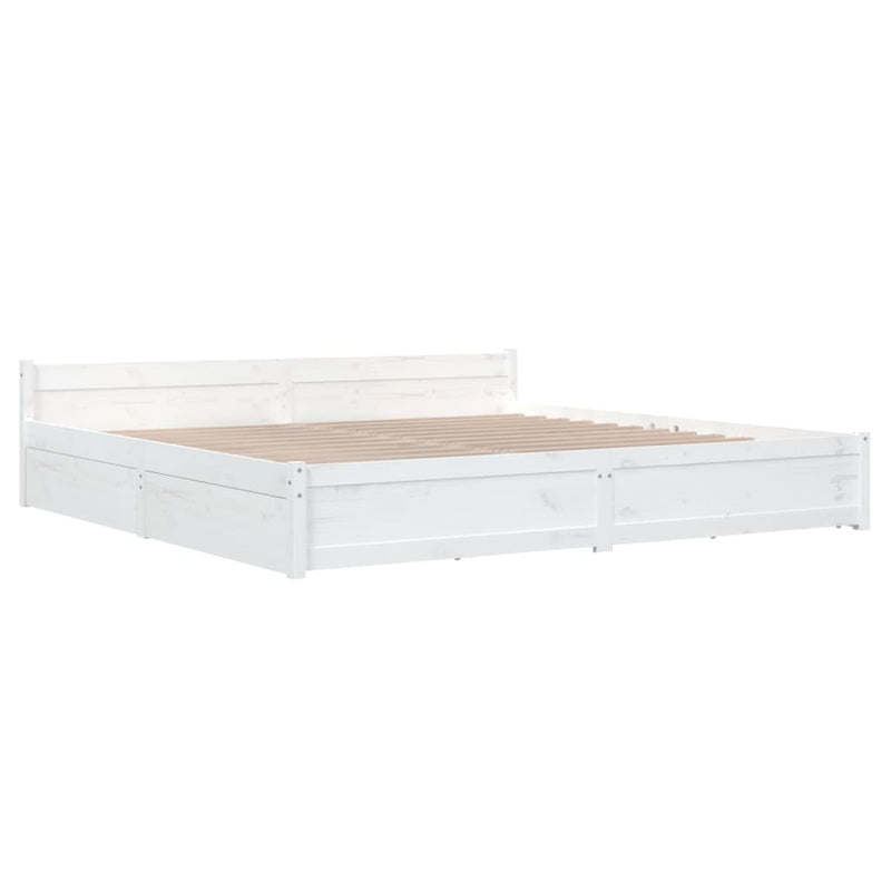 vidaXL Bed Frame without Mattress with Drawers White 183x203 cm King