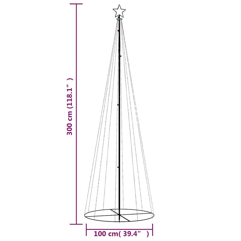 vidaXL Christmas Cone Tree Warm White 310 LEDs 100x300 cm