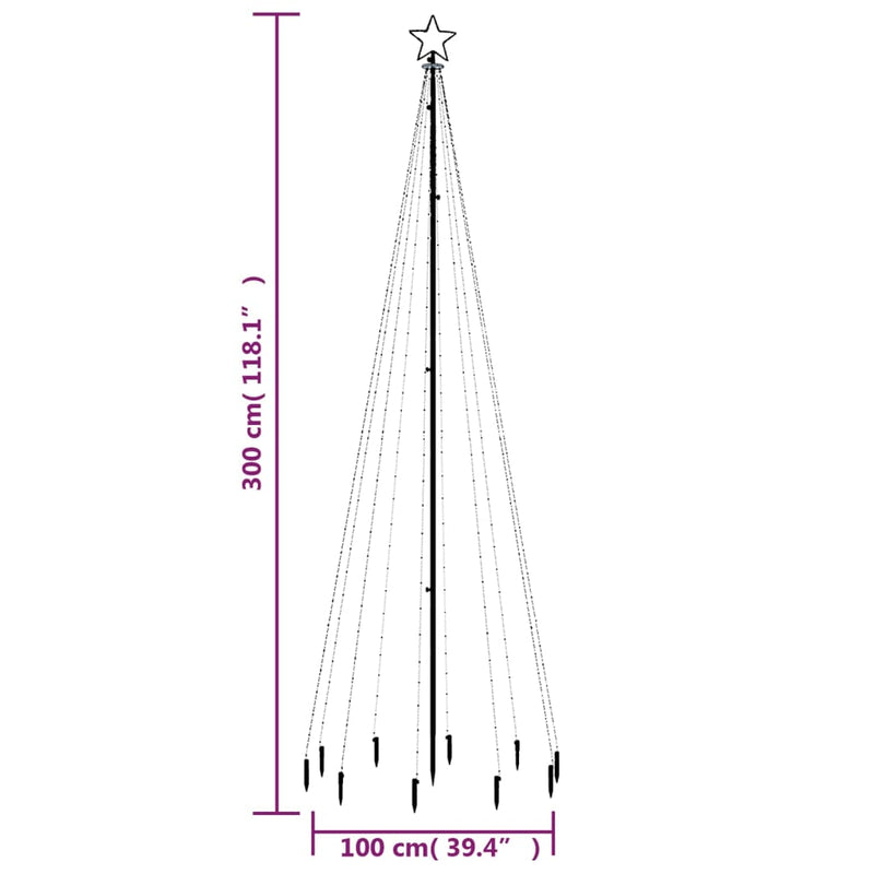 vidaXL Christmas Tree with Spike Blue 310 LEDs 300 cm