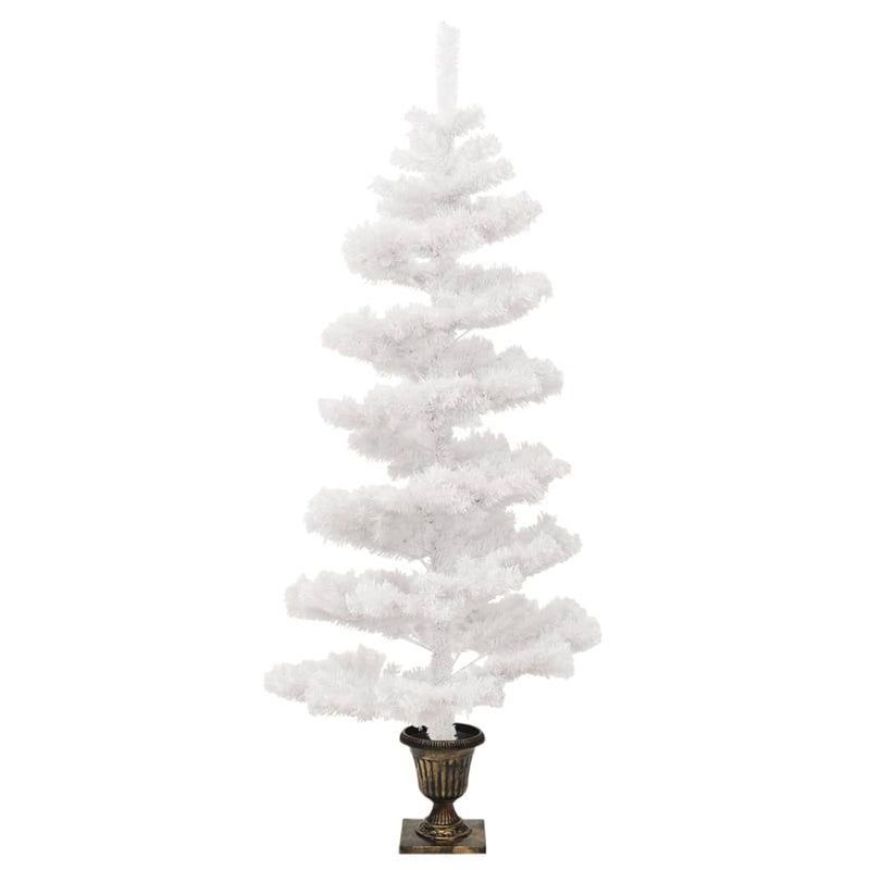 vidaXL Swirl Pre-lit Christmas Tree with Pot White 120 cm PVC