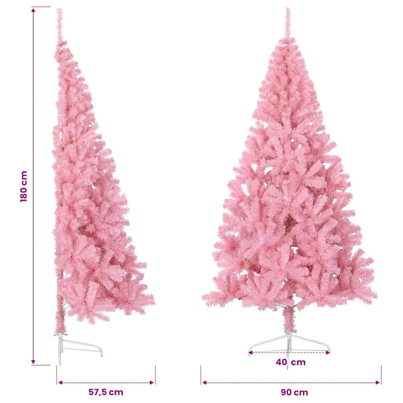 Artificial Half Christmas Tree with Stand Pink 180 cm PVC