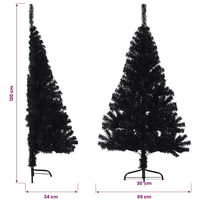 Artificial Half Christmas Tree with Stand Black 120 cm PVC