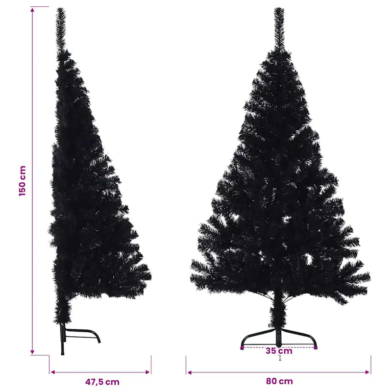 Artificial Half Christmas Tree with Stand Black 150 cm PVC