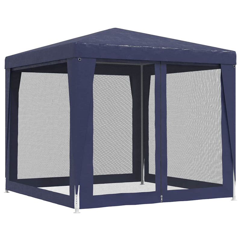 vidaXL Party Tent with 4 Mesh Sidewalls Blue 2.5x2.5 m HDPE
