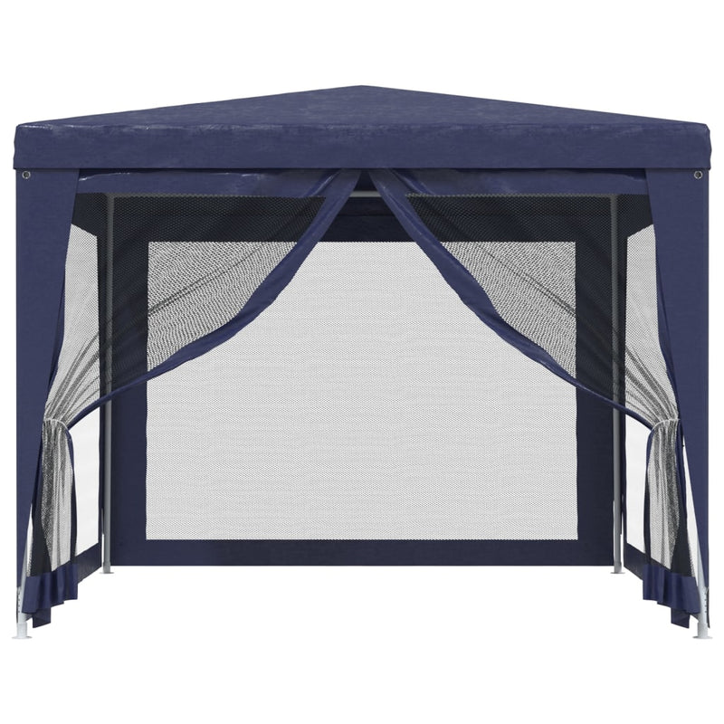 vidaXL Party Tent with 4 Mesh Sidewalls Blue 3x3 m HDPE
