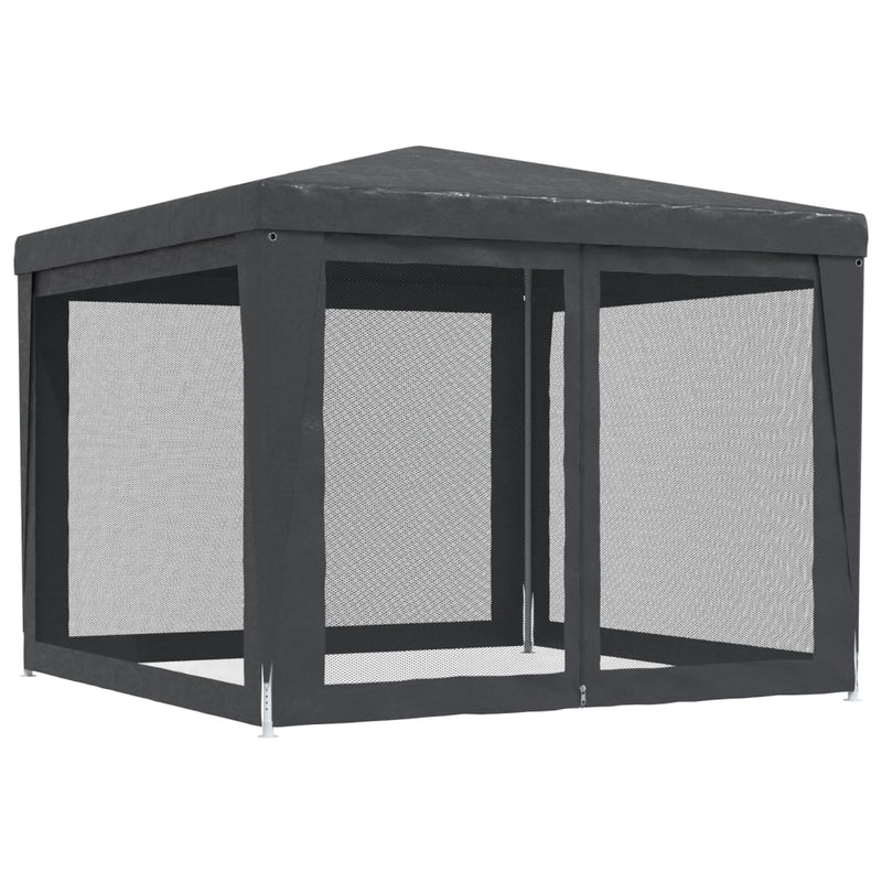 vidaXL Party Tent with 4 Mesh Sidewalls Anthracite 3x3 m HDPE