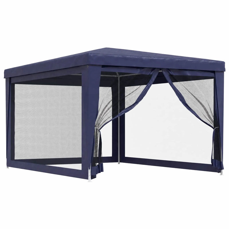 Party Tent with 4 Mesh Sidewalls Blue 3x4 m HDPE