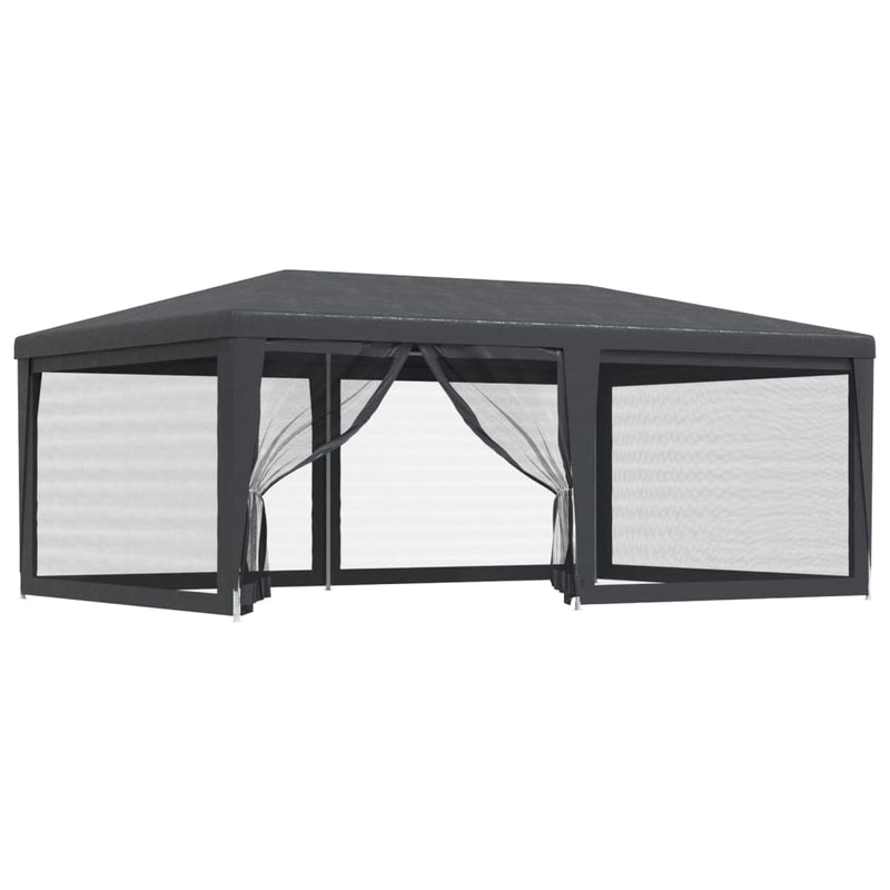 vidaXL Party Tent with 6 Mesh Sidewalls Anthracite 6x4 m HDPE