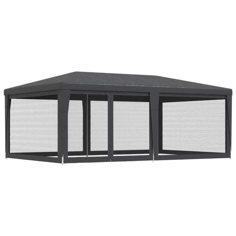 vidaXL Party Tent with 6 Mesh Sidewalls Anthracite 6x4 m HDPE