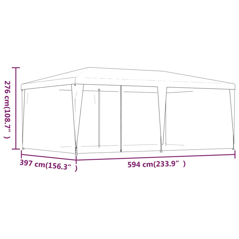 vidaXL Party Tent with 6 Mesh Sidewalls Anthracite 6x4 m HDPE