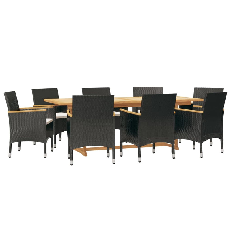 vidaXL 9 Piece Garden Dining Set with Cushions Black
