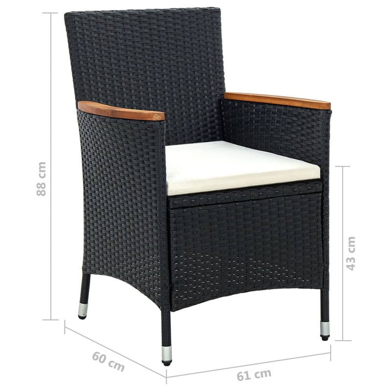 vidaXL 11 Piece Garden Dining Set with Cushions Black