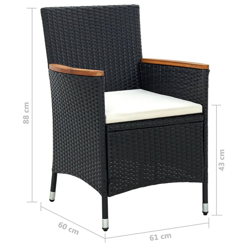 vidaXL 11 Piece Garden Dining Set with Cushions Black