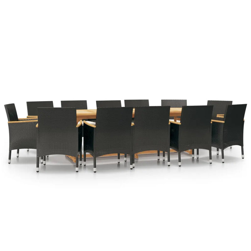 13 Piece Garden Dining Set with Cushions Black