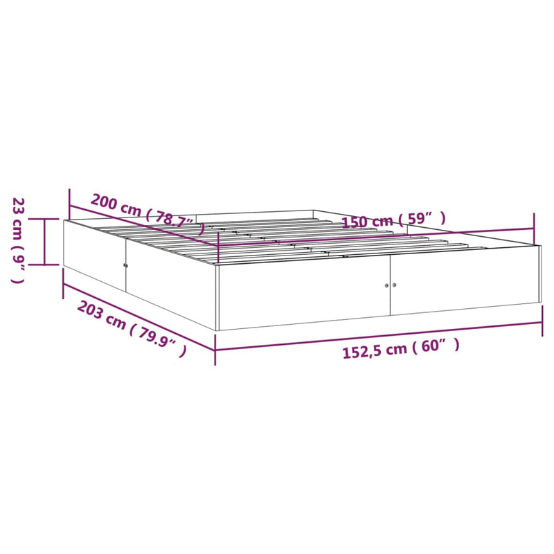 vidaXL Bed Frame without Mattress White Solid Wood 150x200 cm