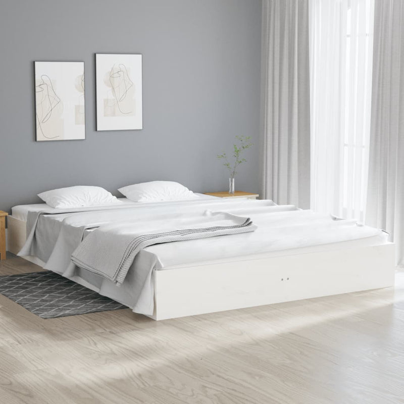vidaXL Bed Frame without Mattress White Solid Wood 150x200 cm