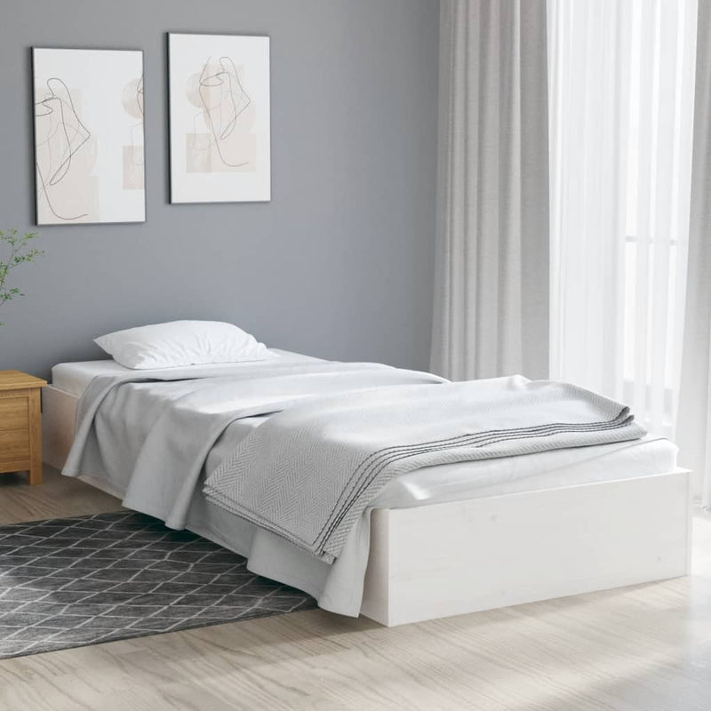 vidaXL Bed Frame without Mattress White Solid Wood 90x190 cm