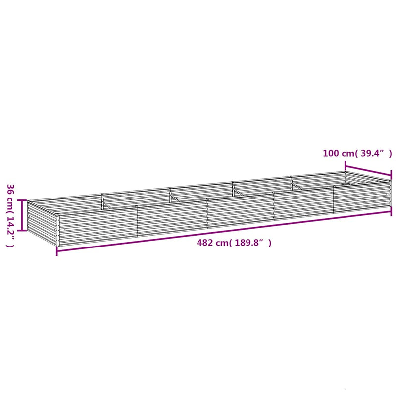 vidaXL Garden Raised Bed 482x100x36 cm Corten Steel