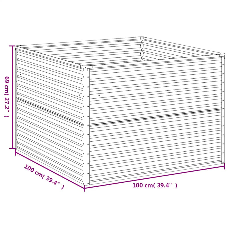 Garden Raised Bed 100 x 100 x 69 cm Galvanised Steel