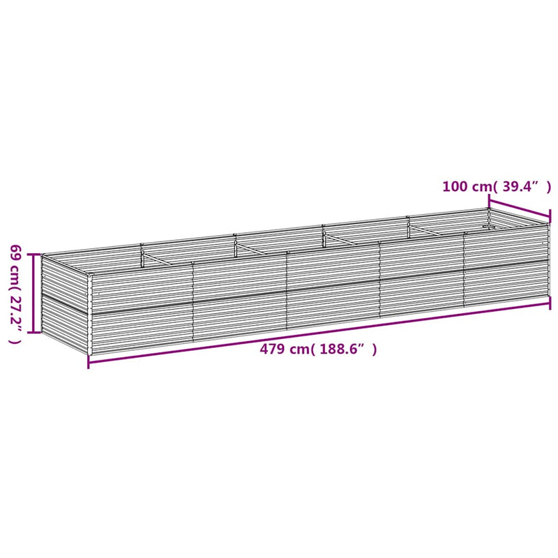 vidaXL Garden Raised Bed 479x100x69 cm Corten Steel