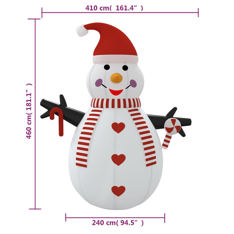 vidaXL Inflatable Snowman with LEDs 460 cm