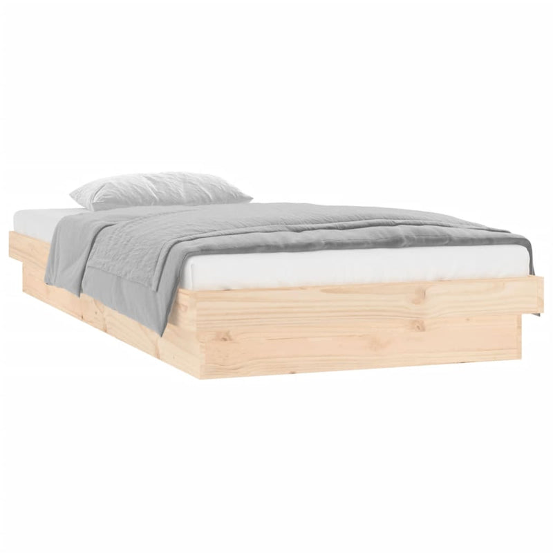 LED Bed Frame 92x187 cm Single Size Solid Wood