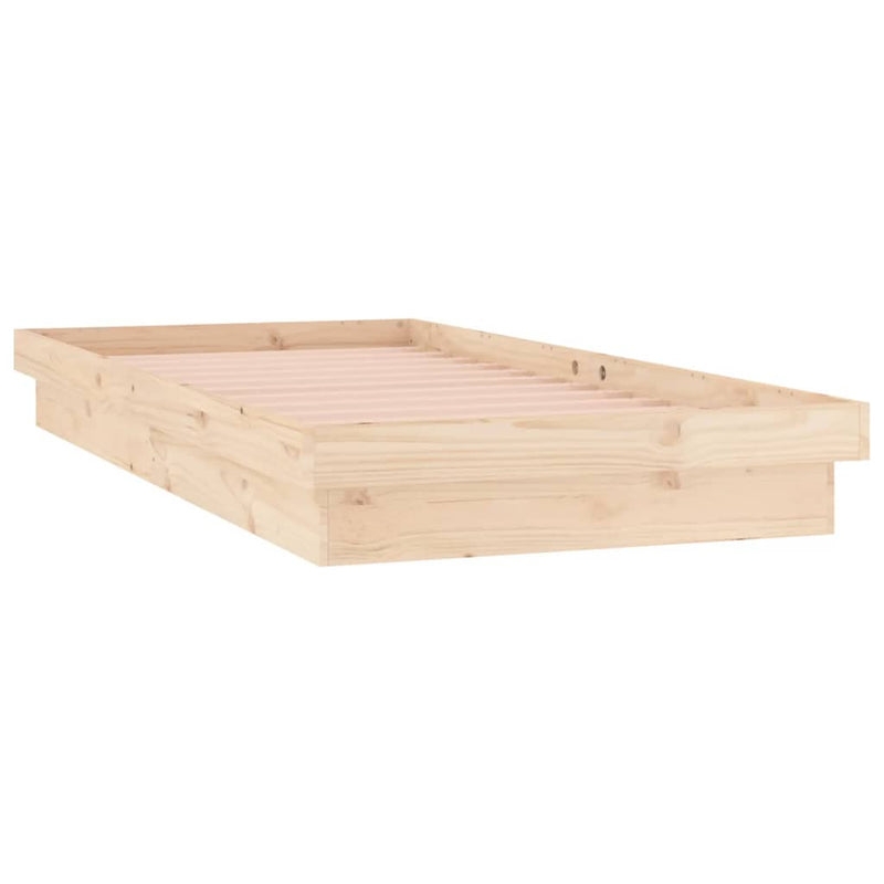 LED Bed Frame 92x187 cm Single Size Solid Wood