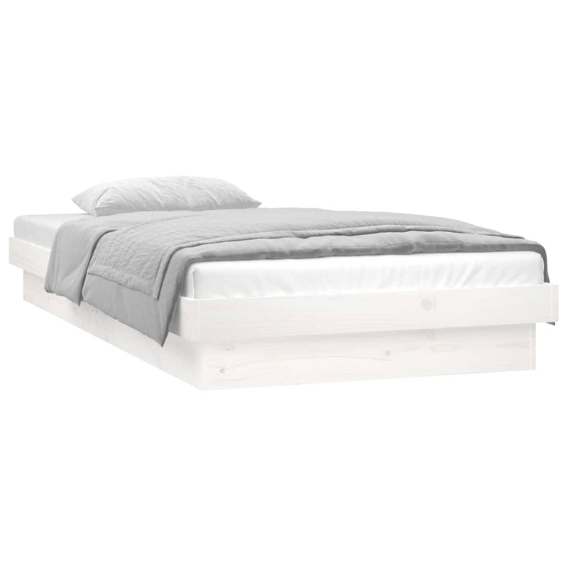 vidaXL LED Bed Frame without Mattress White 90x190 cm Solid Wood