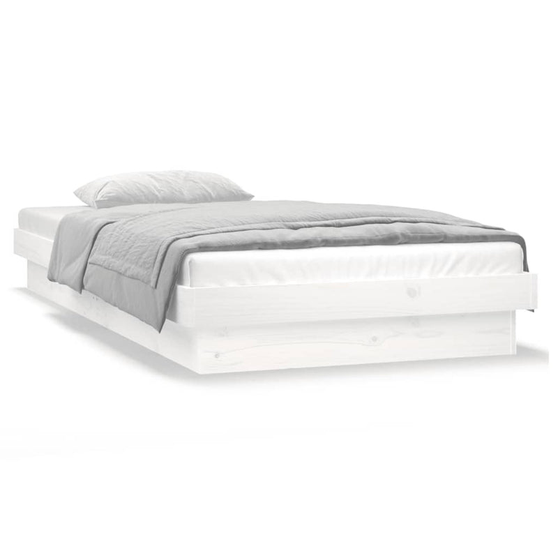 vidaXL LED Bed Frame without Mattress White 90x190 cm Solid Wood